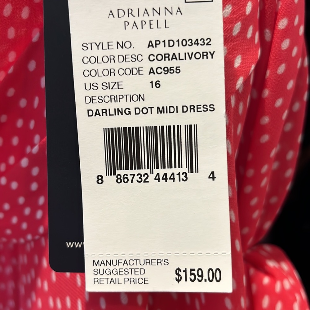Adrianna Papell Pink/White Polka Dot Halter Dress - 16 - Picture 8 of 8